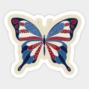 Patriotic Red White and Blue Butterfly Sticker